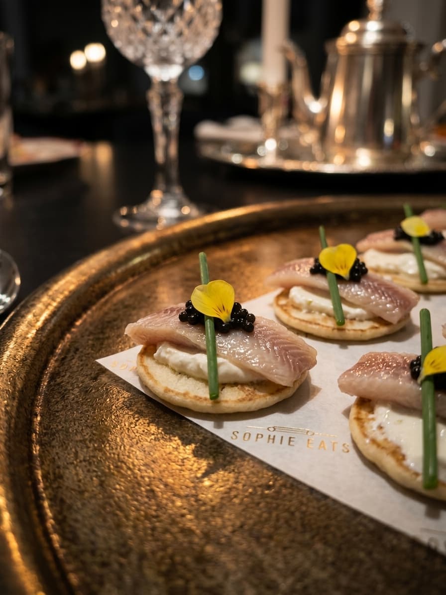 Signature canapés met kaviaar en fijne garnering